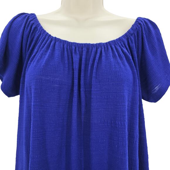 Anthropologie Akemi + Kin Womans size S Edna Off The Shoulder Top Blue Gauzy - Picture 2 of 7